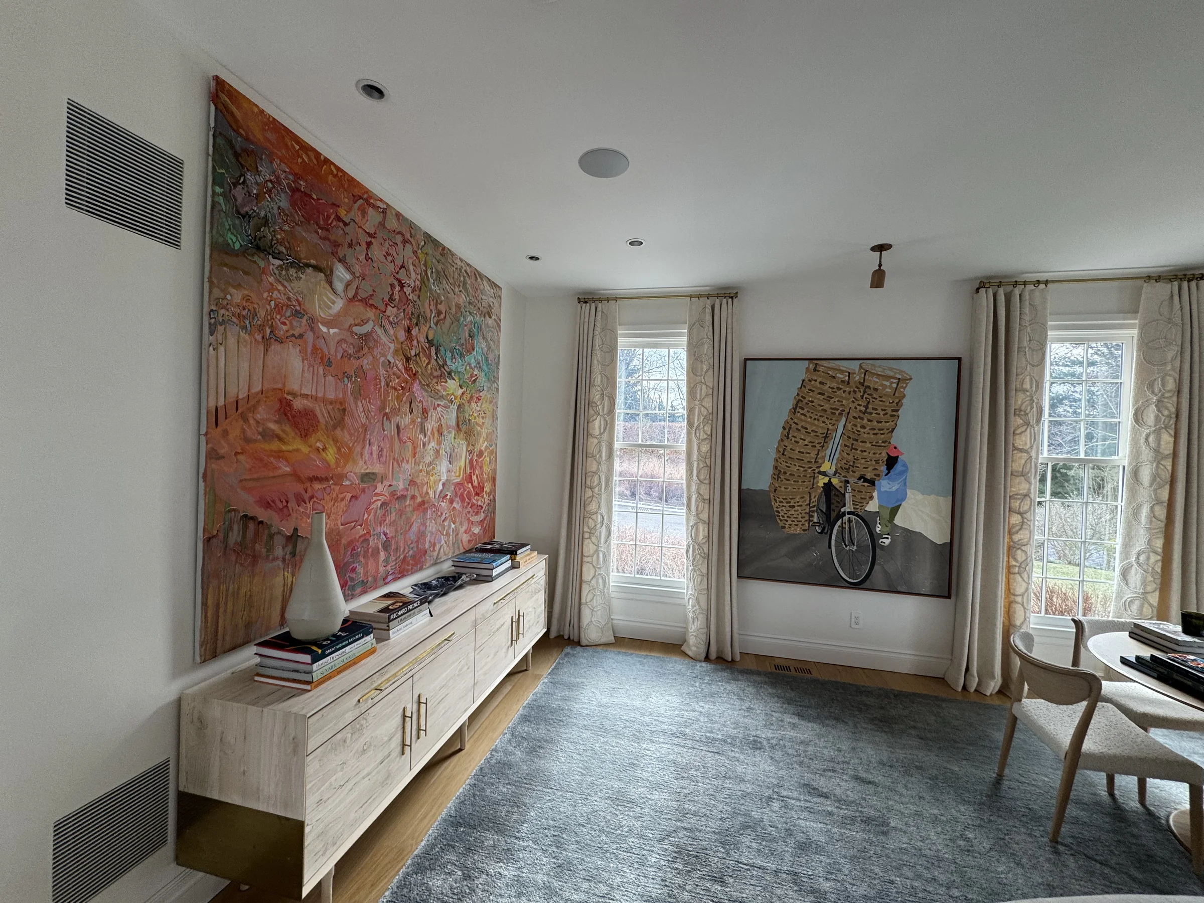 Polished ceiling finish in a media room