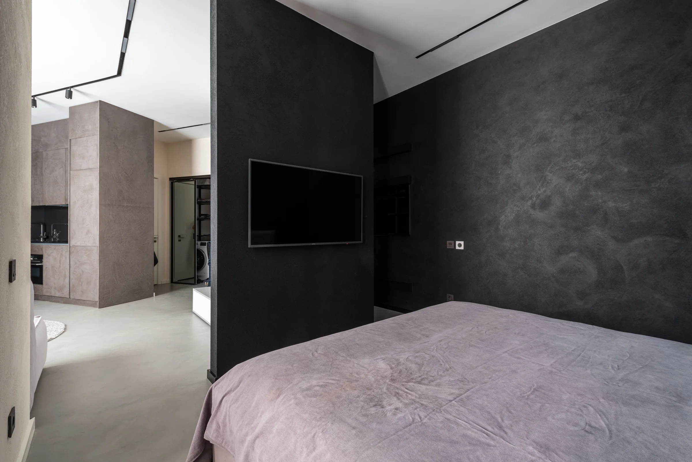 Deep charcoal mineral finish in a Hamptons bedroom
